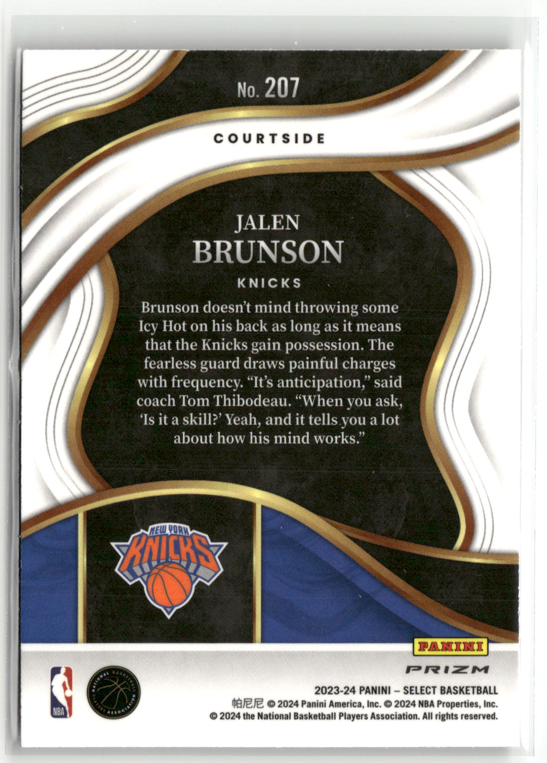 2023-24 Panini Select #207 Jalen Brunson Green White Purple Prizms-2