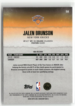 2025-26 Topps Signature Class #58 Jalen Brunson Chrome-2
