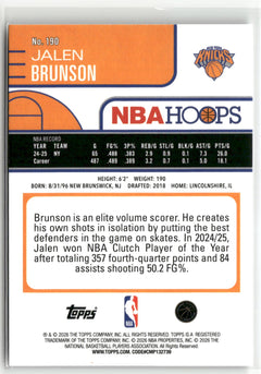 2025-26 Hoops #190 Jalen Brunson Rainbow-2