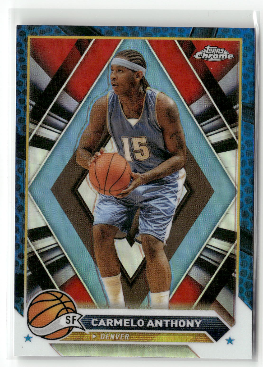 2023-24 Topps Chrome #27 Carmelo Anthony Blue Basketball Refractors