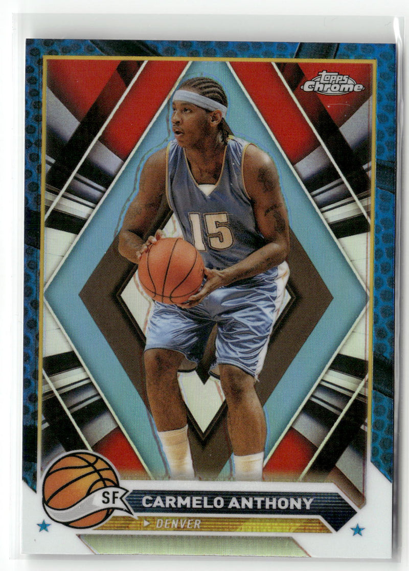 2023-24 Topps Chrome #27 Carmelo Anthony Blue Basketball Refractors-1