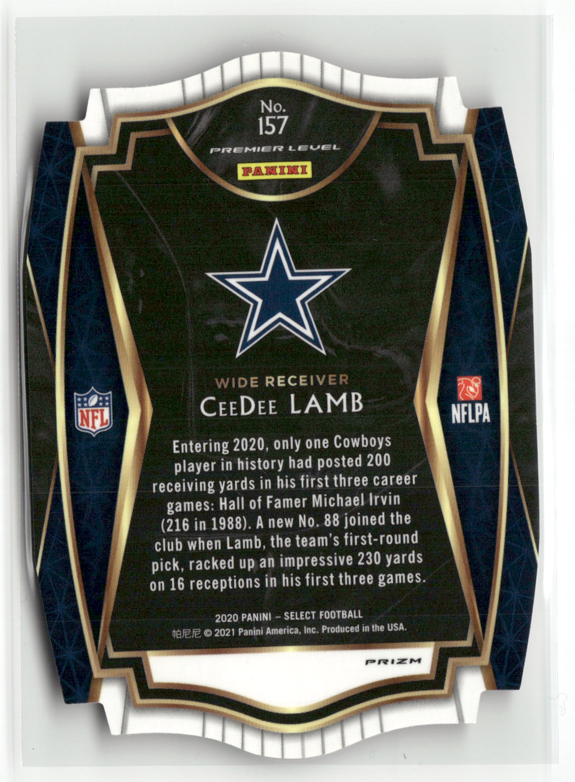 2020 Panini Select #157 CeeDee Lamb Red Prizm Die Cut-2