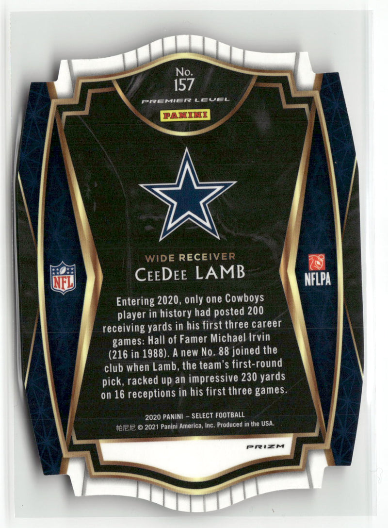 2020 Panini Select #157 CeeDee Lamb Red Prizm Die Cut-2