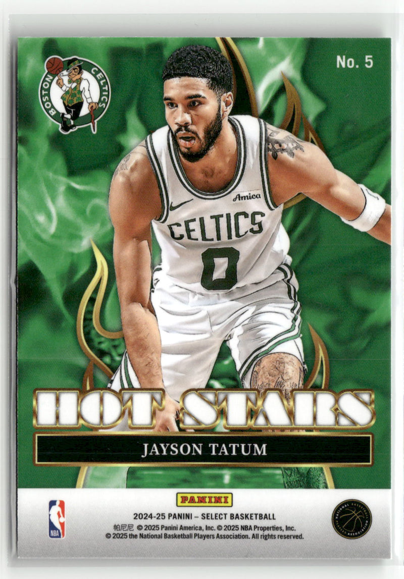 2024-25 Panini Select #5 Jayson Tatum Hot Stars Green Prizms-2