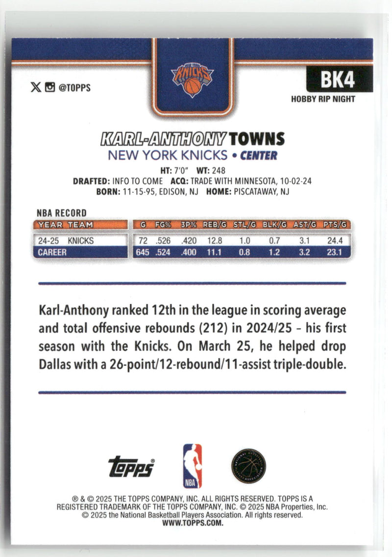 2025-26 Topps #19 Karl-Anthony Towns-2