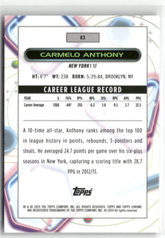 2023-24 Topps Chrome Cosmic #83 Carmelo Anthony Refractors-2