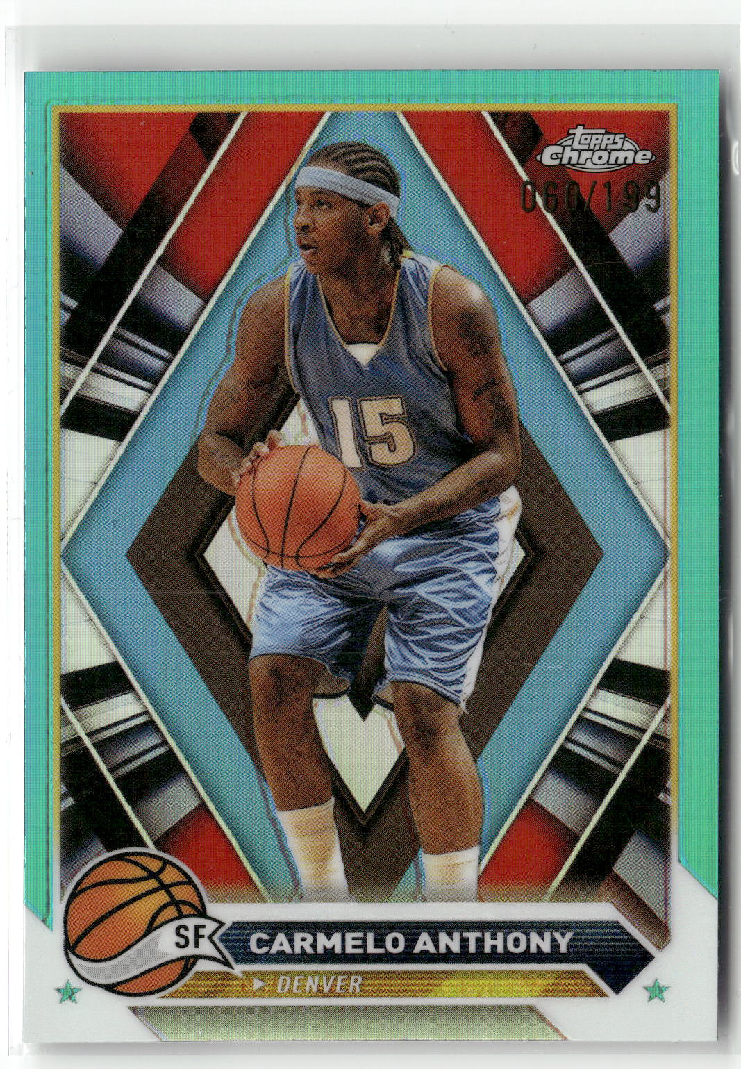 2023-24 Topps Chrome #27 Carmelo Anthony Aqua Refractors #/199