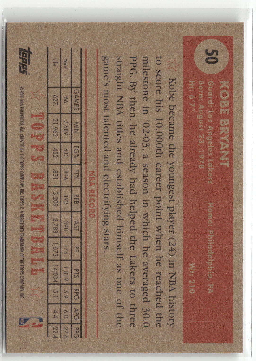 2005-06 Topps 1952 Style #50 Kobe Bryant-2