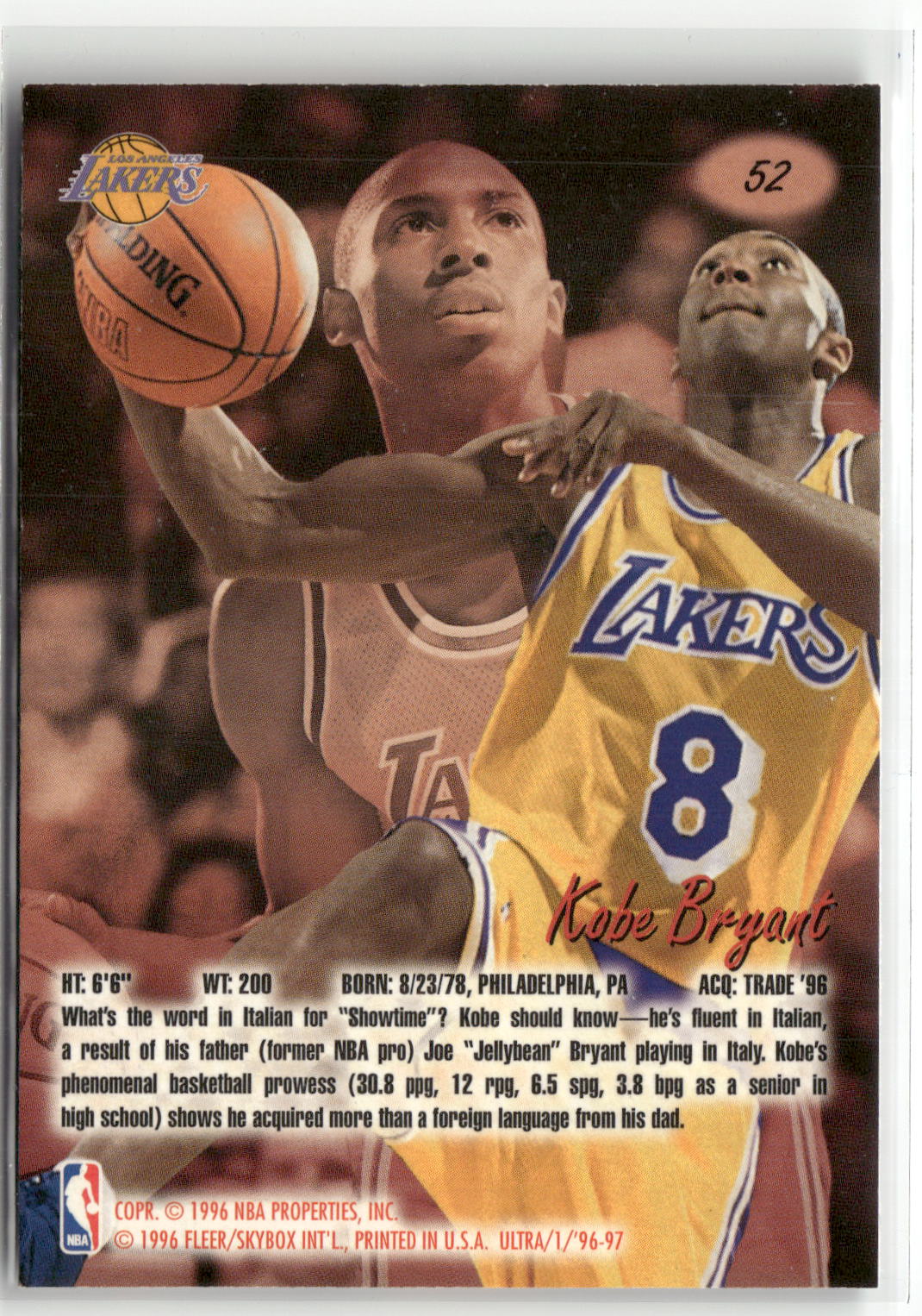 1996-97 Ultra #52 Kobe Bryant-4