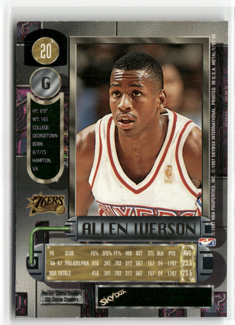 1997-98 Metal Universe #20 Allen Iverson-2