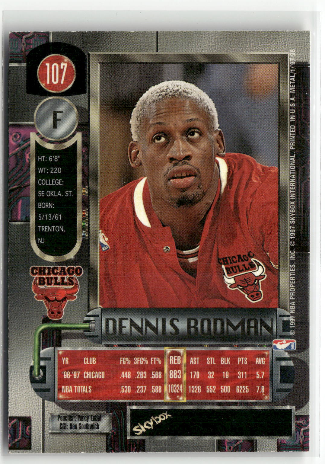 1997-98 Metal Universe #107 Dennis Rodman-2