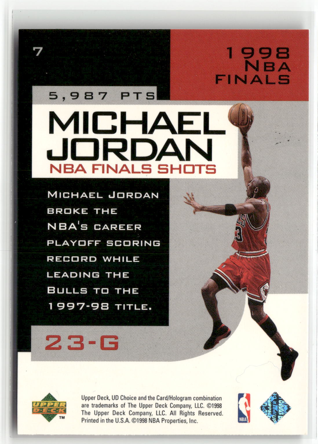 1998-99 UD Choice Preview #7 Michael Jordan Michael Jordan NBA Finals Shots-2