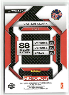 2024 Panini Prizm Monopoly WNBA #WNBA27 Caitlin Clark All-Star Silver-2