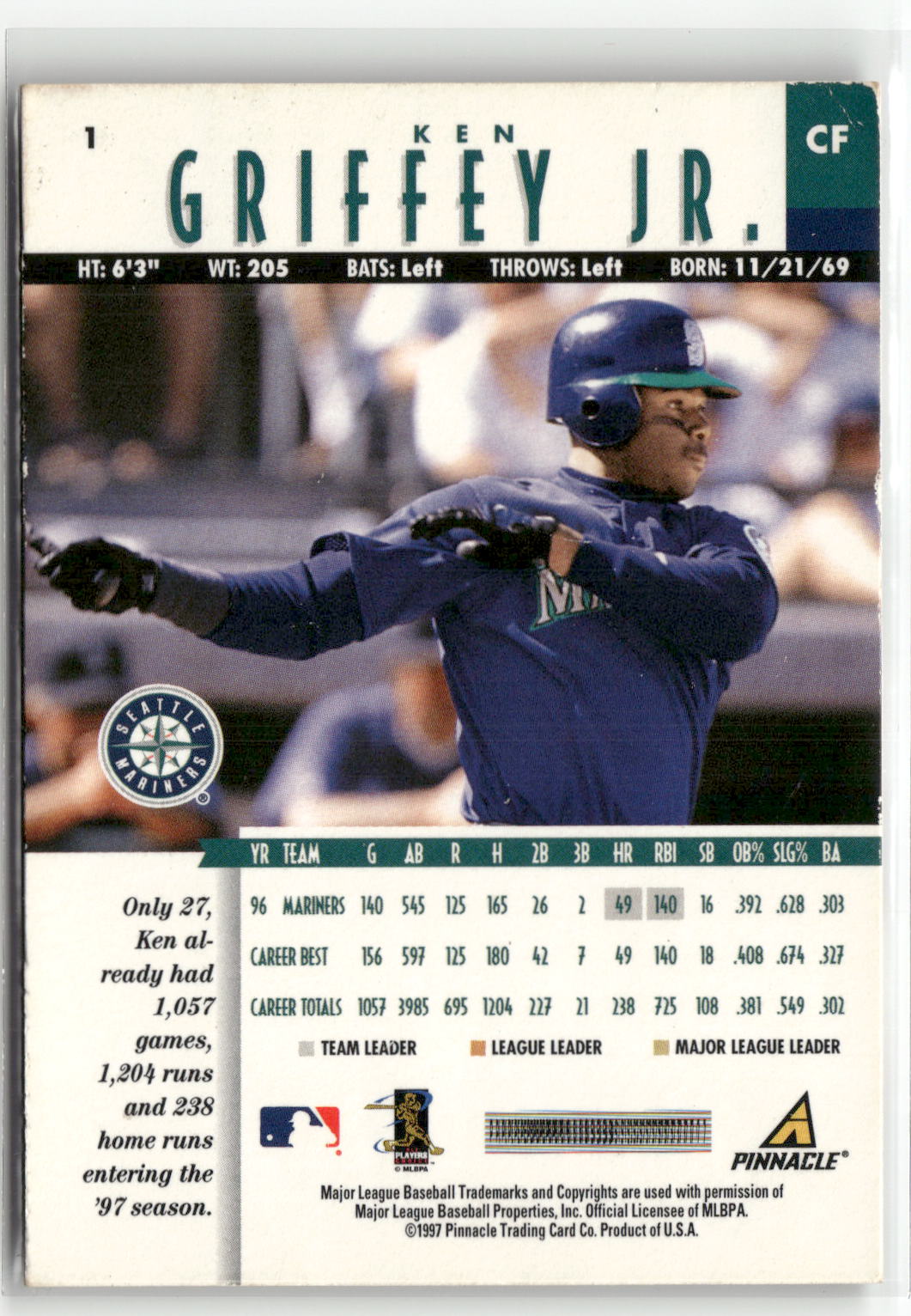 1997 New Pinnacle #1 Ken Griffey Jr.-2