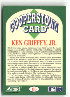1991 Score #B3 Ken Griffey Jr. Cooperstown-2