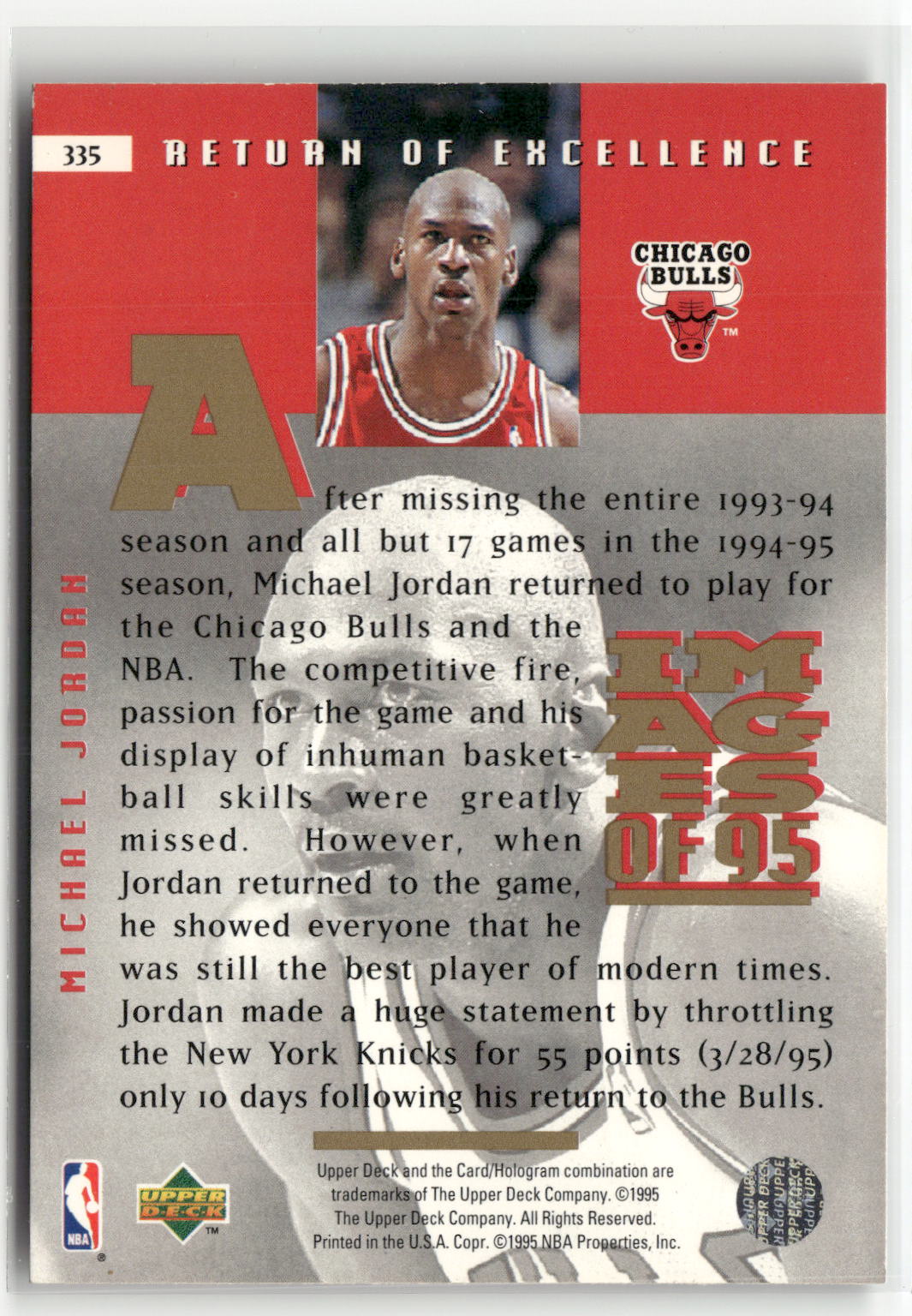 1995-96 Upper Deck #335 Return of Excellence I95-2
