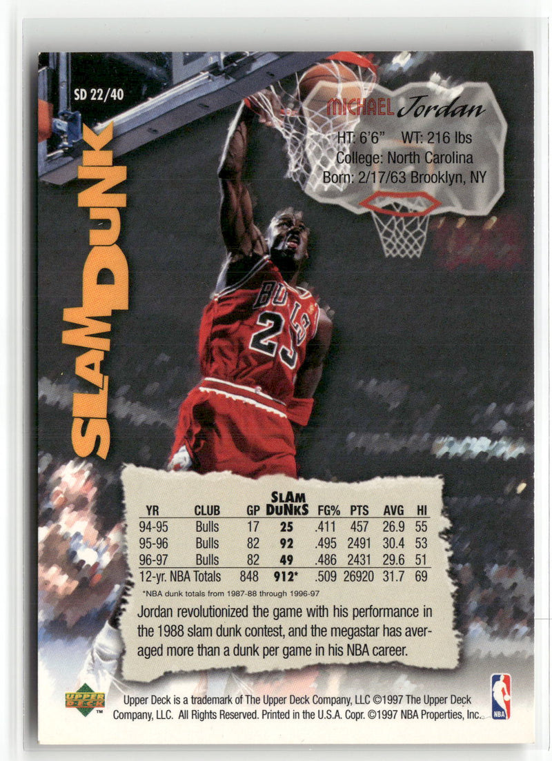 1997 Upper Deck Nestle Slam Dunk #SD22 Michael Jordan-2