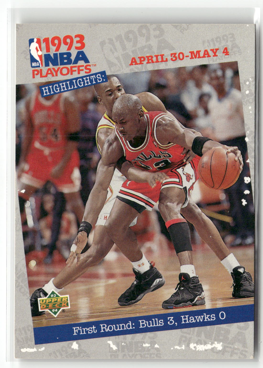 1993-94 Upper Deck #180 First Round: Bulls 3, Hawks 0-1