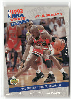1993-94 Upper Deck #180 First Round: Bulls 3, Hawks 0-1