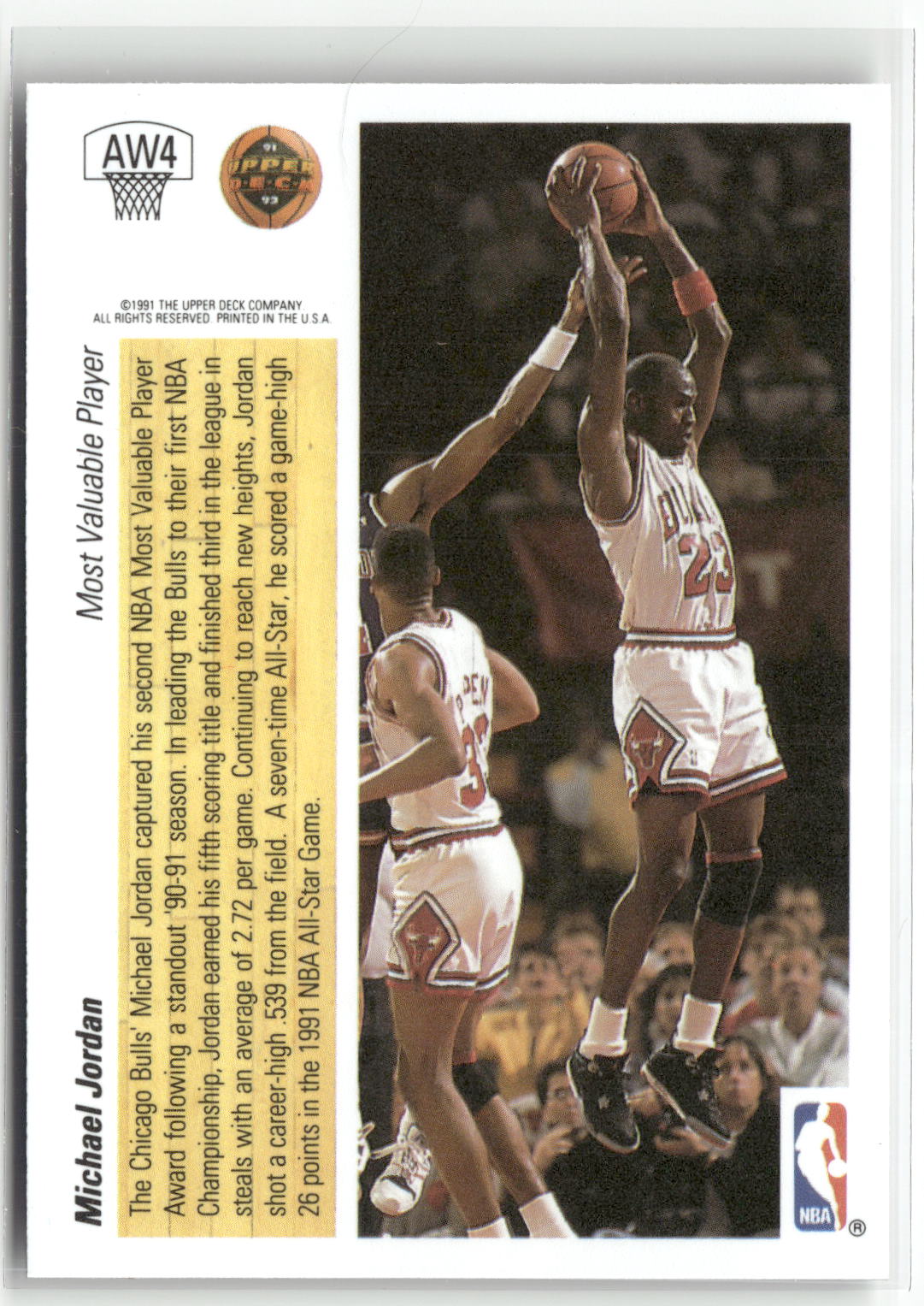 1991-92 Upper Deck #AW4 Michael Jordan Award Winner Holograms-2