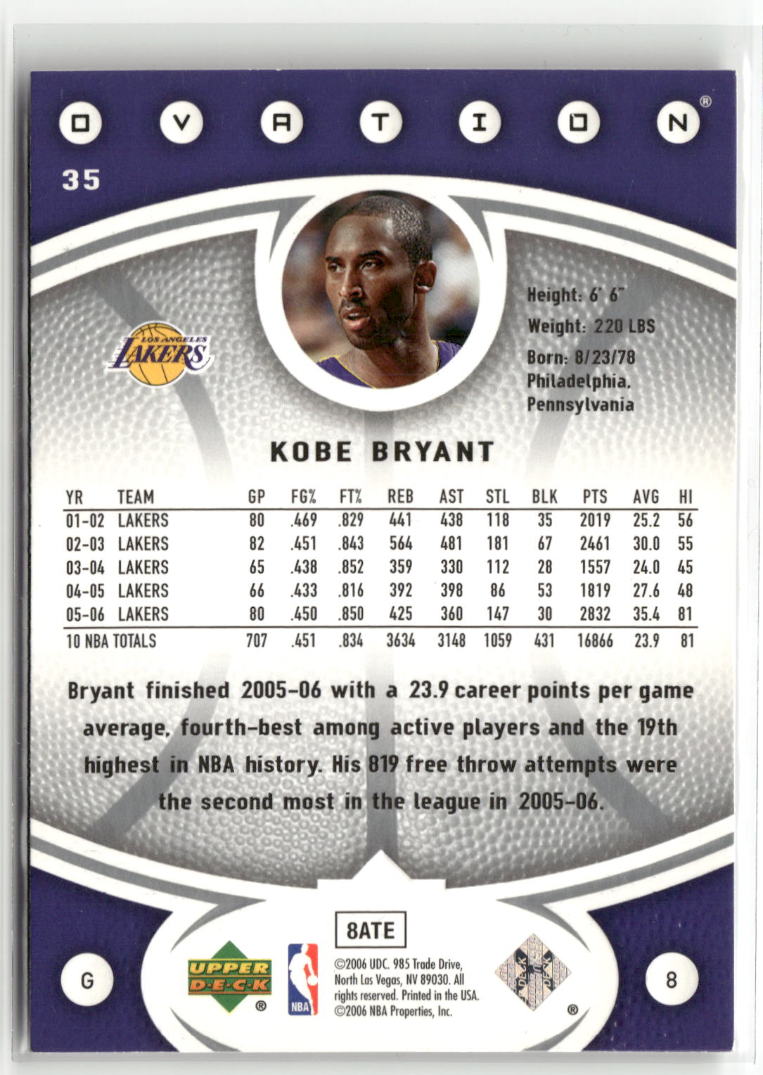 2006-07 Upper Deck Ovation #35 Kobe Bryant-2