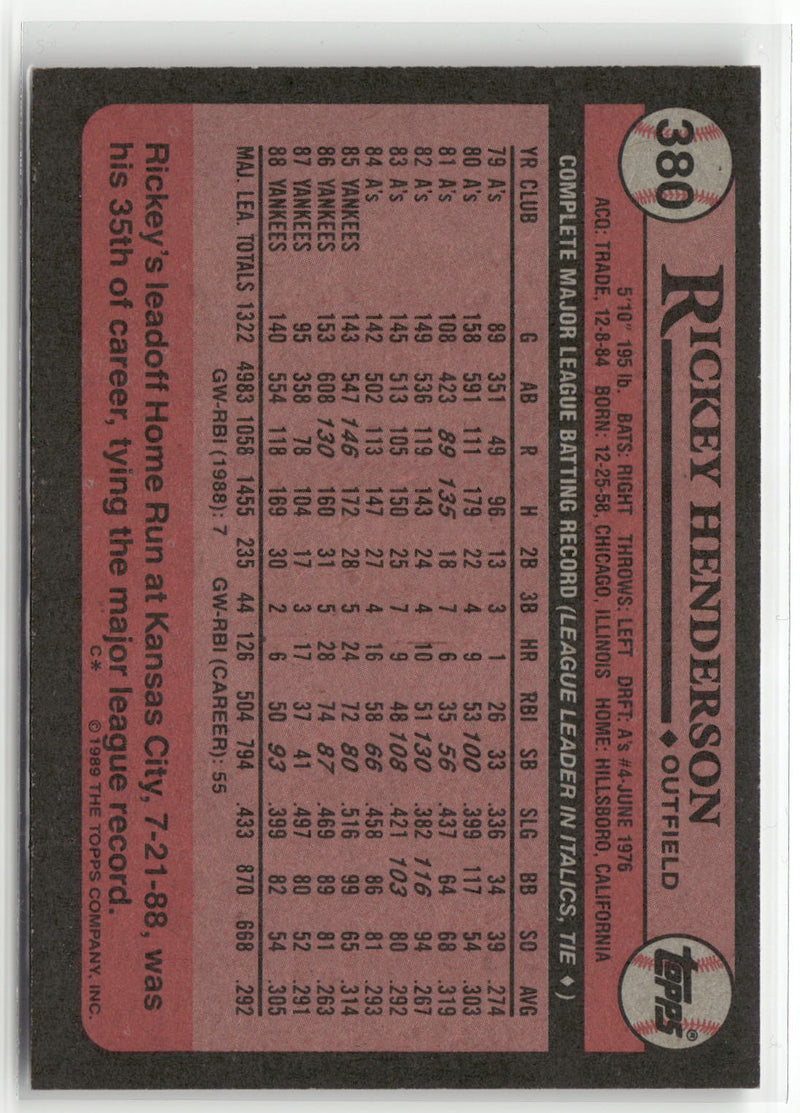 1989 Topps #380 Rickey Henderson-4