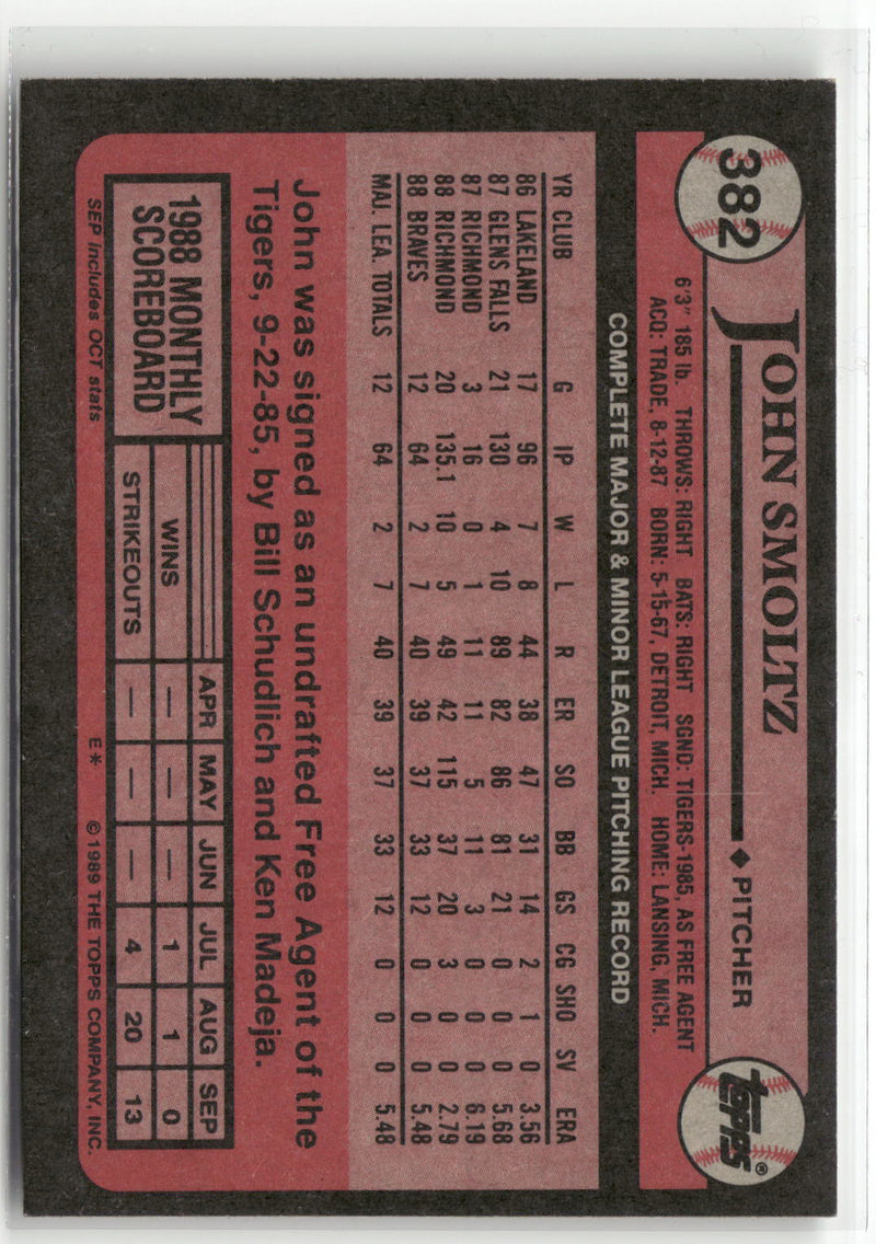 1989 Topps #382 John Smoltz-2