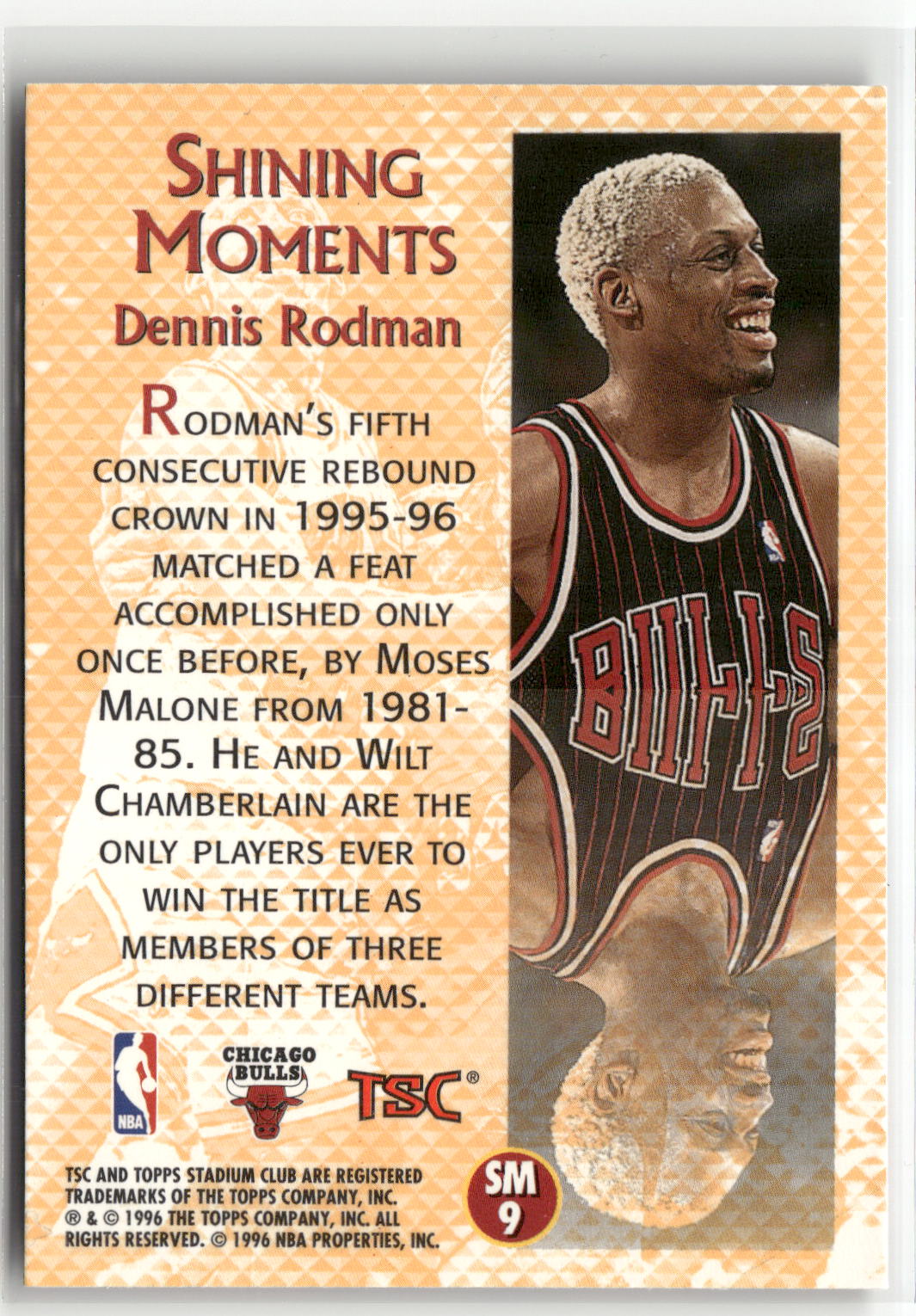 1996-97 Stadium Club #SM9 Dennis Rodman Shining Moments-2