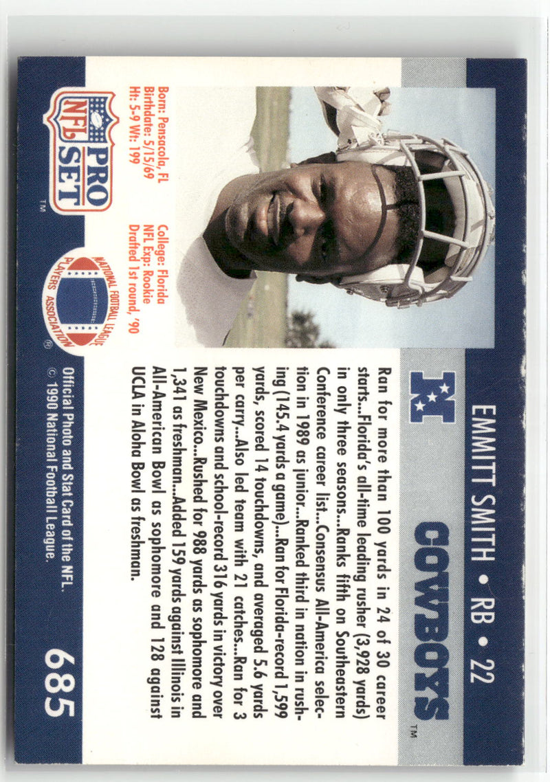 1990 Pro Set #685 Emmitt Smith-2
