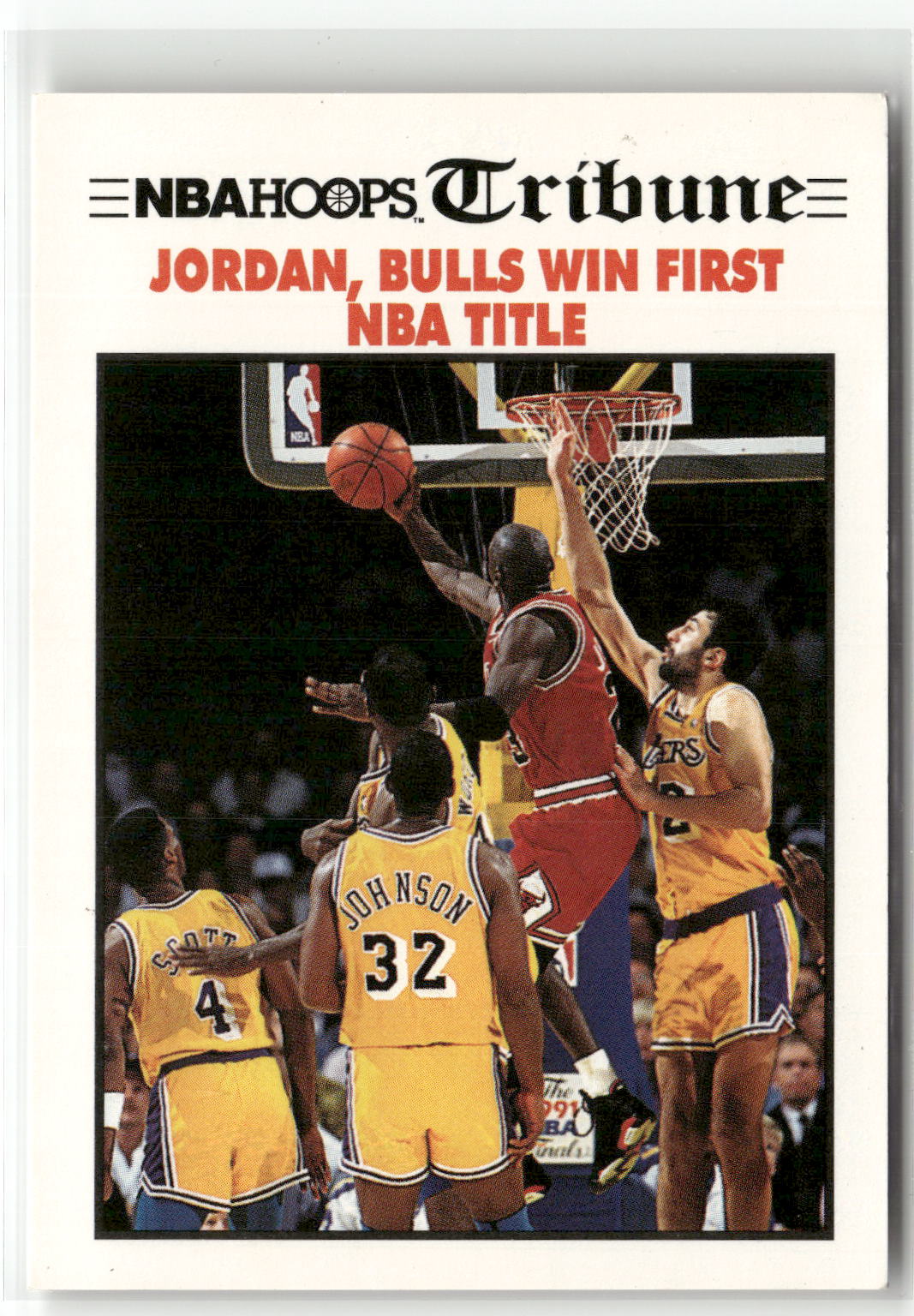 1991-92 Hoops #542 Jordan, Bulls Win First NBA Title TRIB,