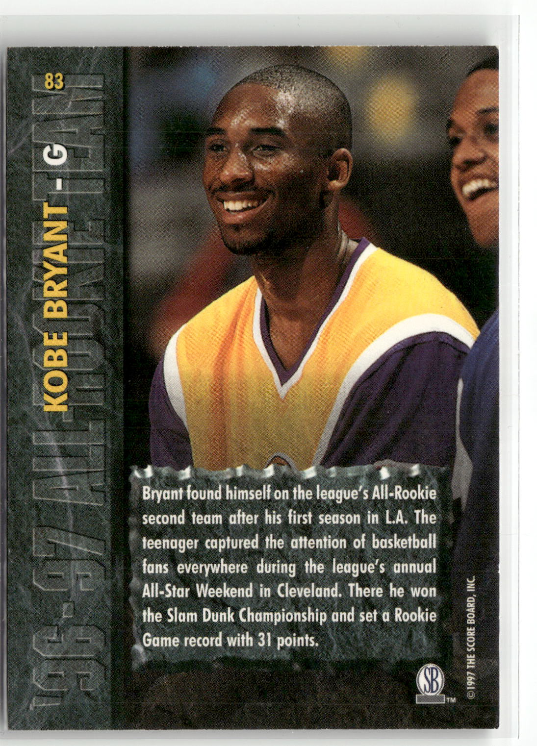 1997 Score Board Rookies #83 Kobe Bryant-2