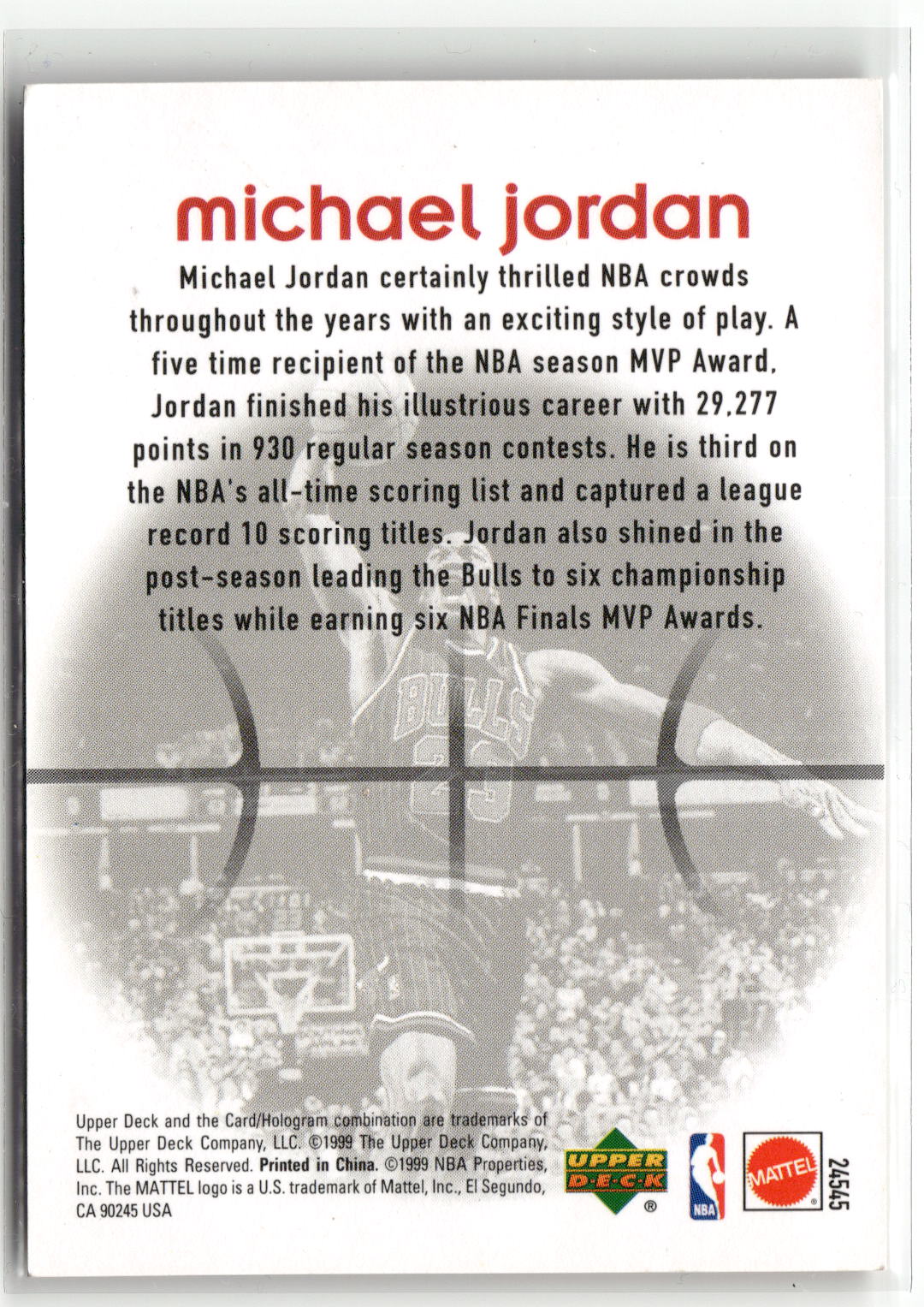 1999 Upper Deck Mattel Maximum Air #NNO Michael Jordan-2
