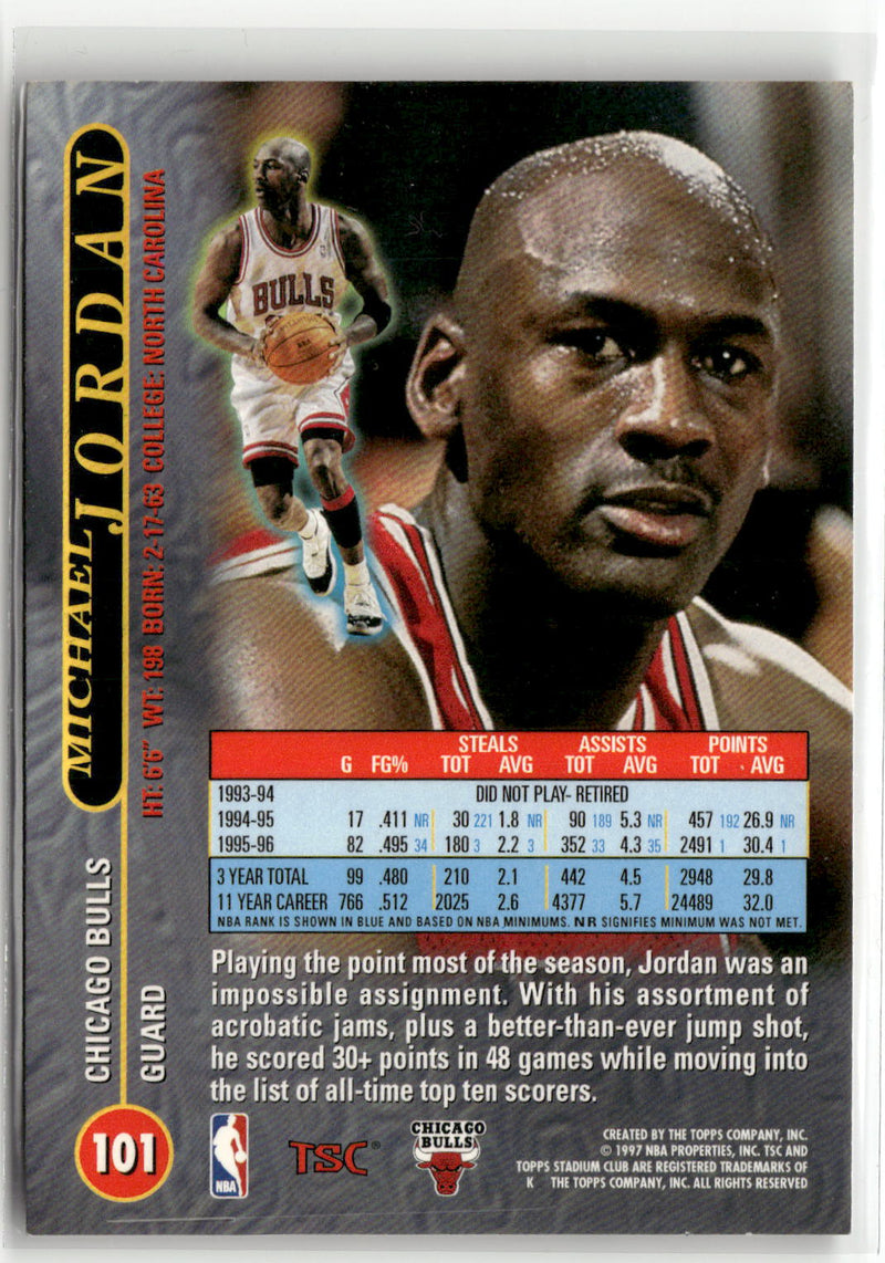 1996-97 Stadium Club #101 Michael Jordan Members Only (Series One)-2