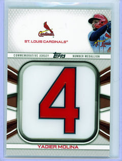 2022 Topps #JNM-YM Yadier Molina Jersey Number Medallion Relics-1