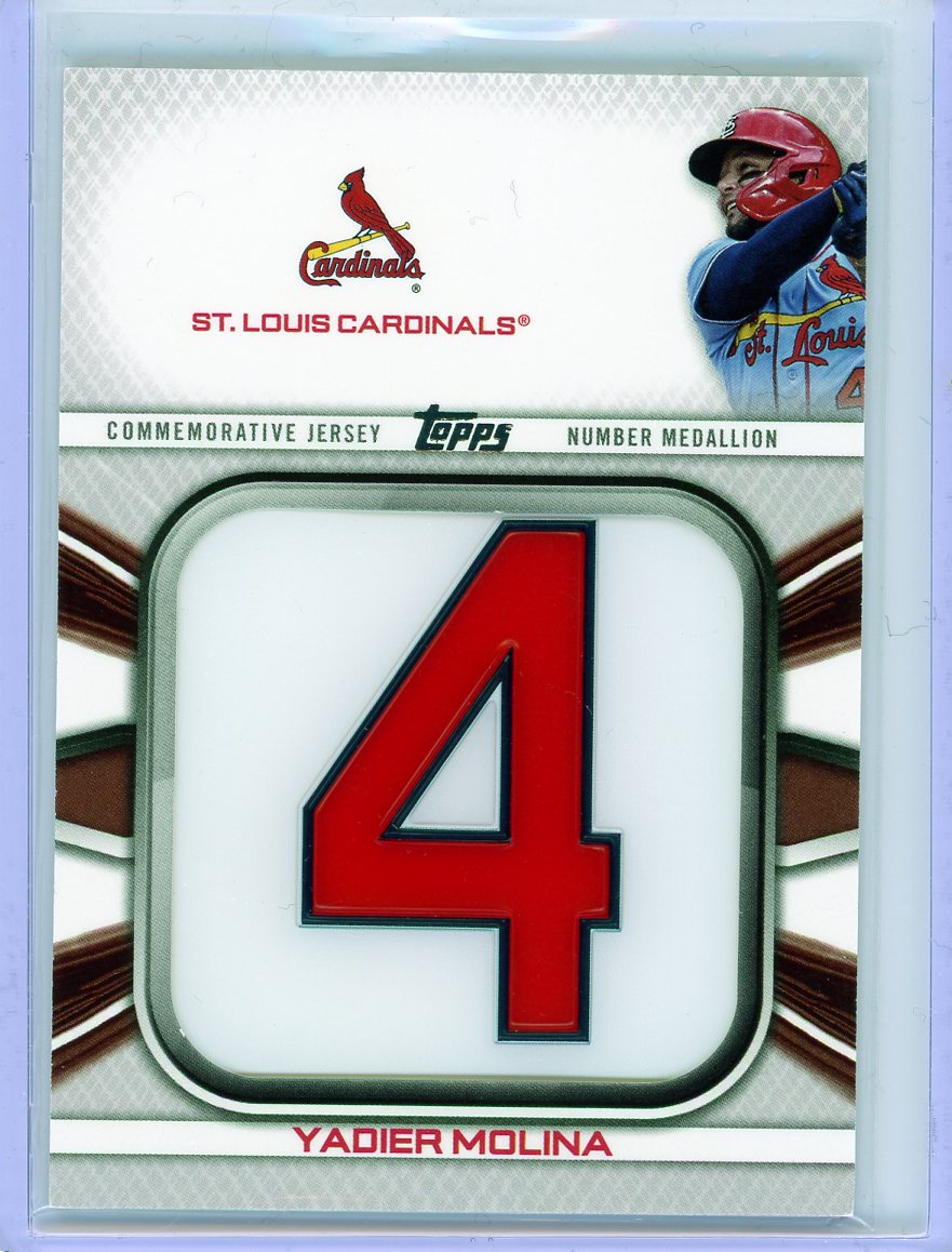 2022 Topps #JNM-YM Yadier Molina Jersey Number Medallion Relics