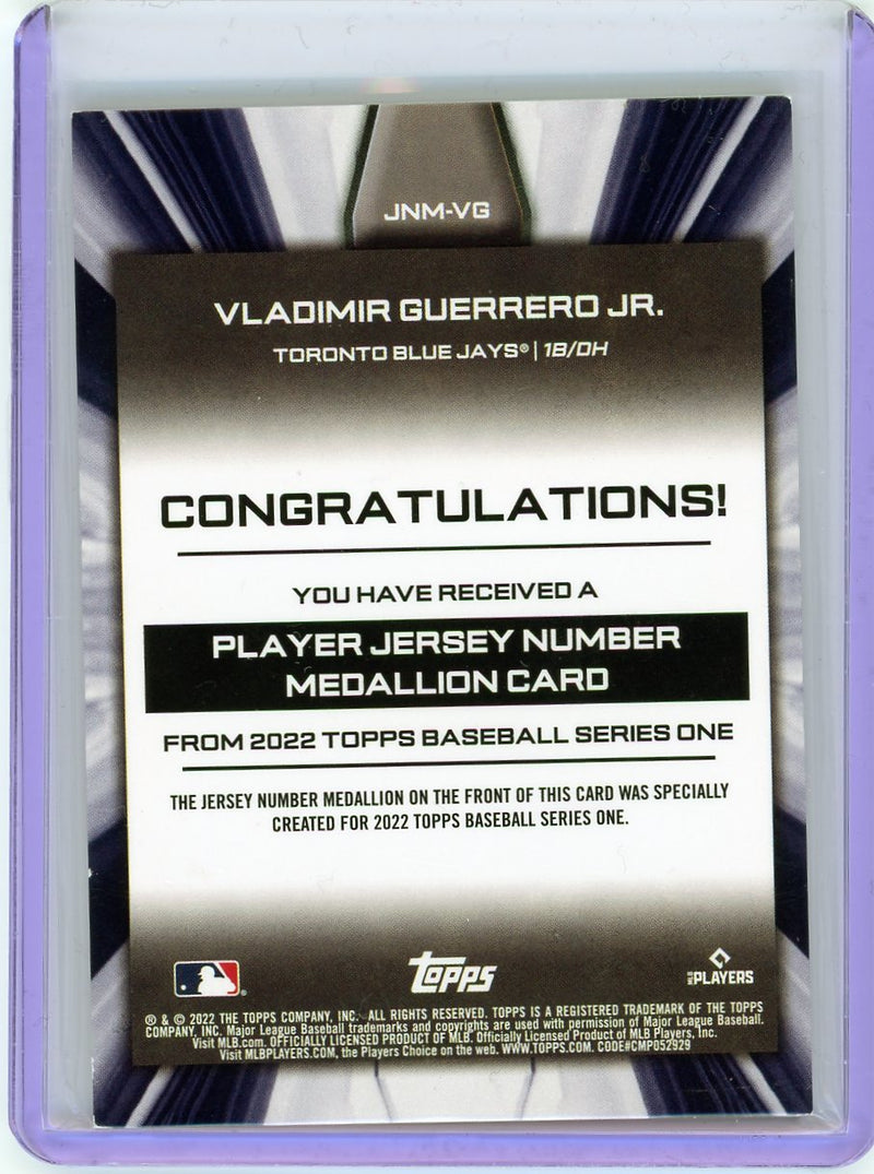 2022 Topps #JNM-VG Vladimir Guerrero Jr. Jersey Number Relics-2