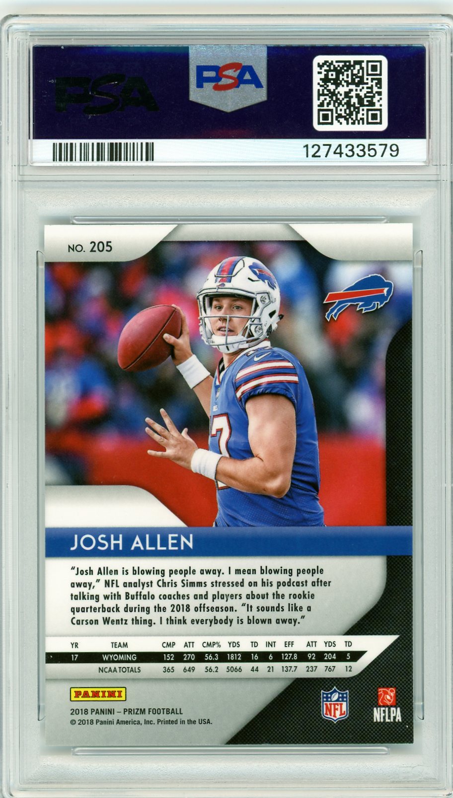 2018 Panini Prizm #205 Josh Allen Prizm PSA 10-2
