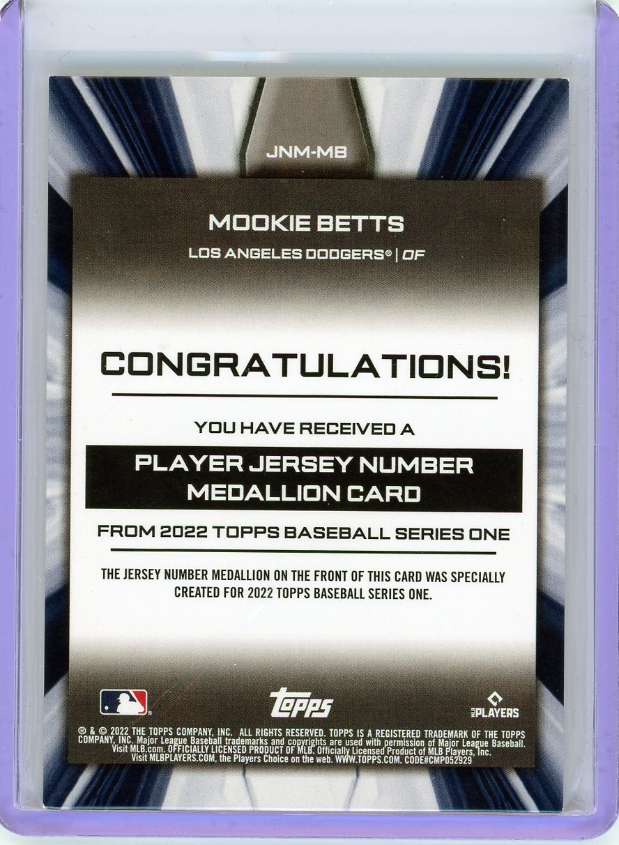 2022 Topps #JNM-MB Mookie Betts Jersey Number Medallion Relics-2