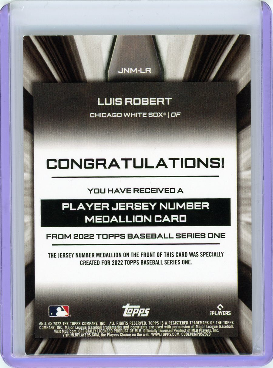 2022 Topps #JNM-LR Luis Robert Jersey Number Medallion Relics-2