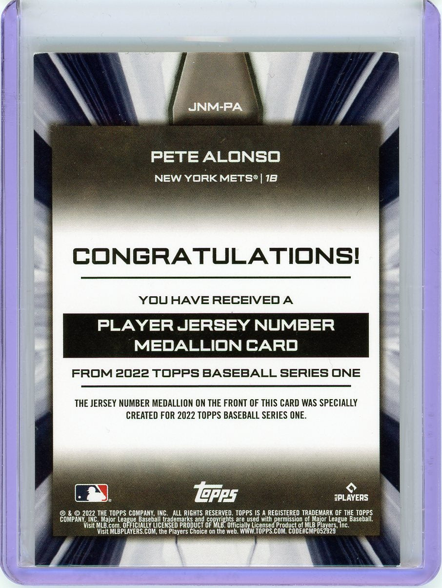 2022 Topps #JNM-PA Pete Alonso Jersey Number Medallion Relics-2