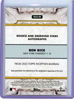 2025 Topps Inception #RESA-BR Ben Rice Autographed #/149-4