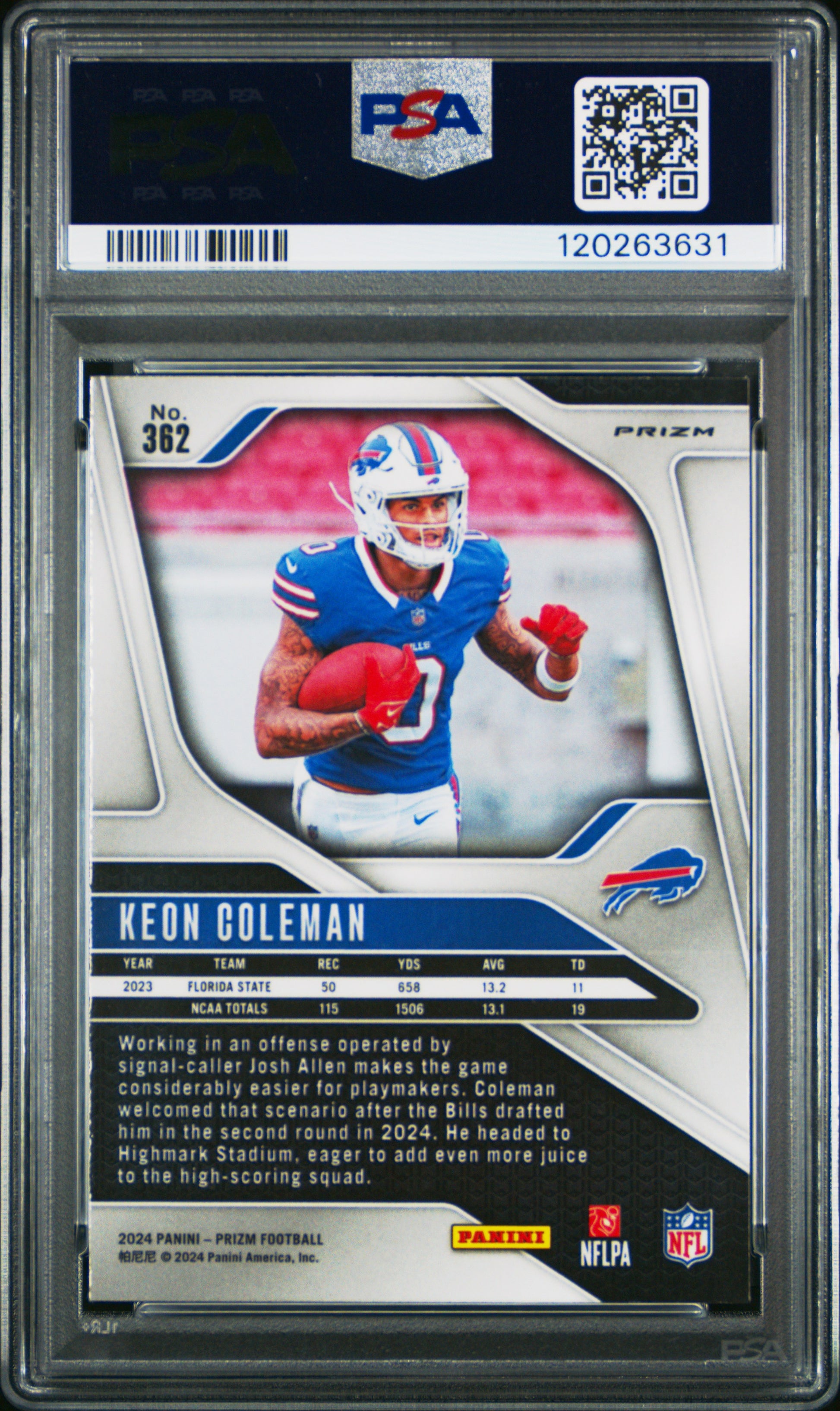 2024 Panini Prizm #362 Keon Coleman Pink Wave PSA 9-2