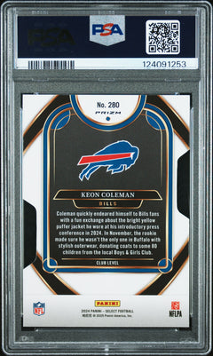 2024 Panini Select #280 Keon Coleman Die-Cut Silver Prizm PSA 9-2