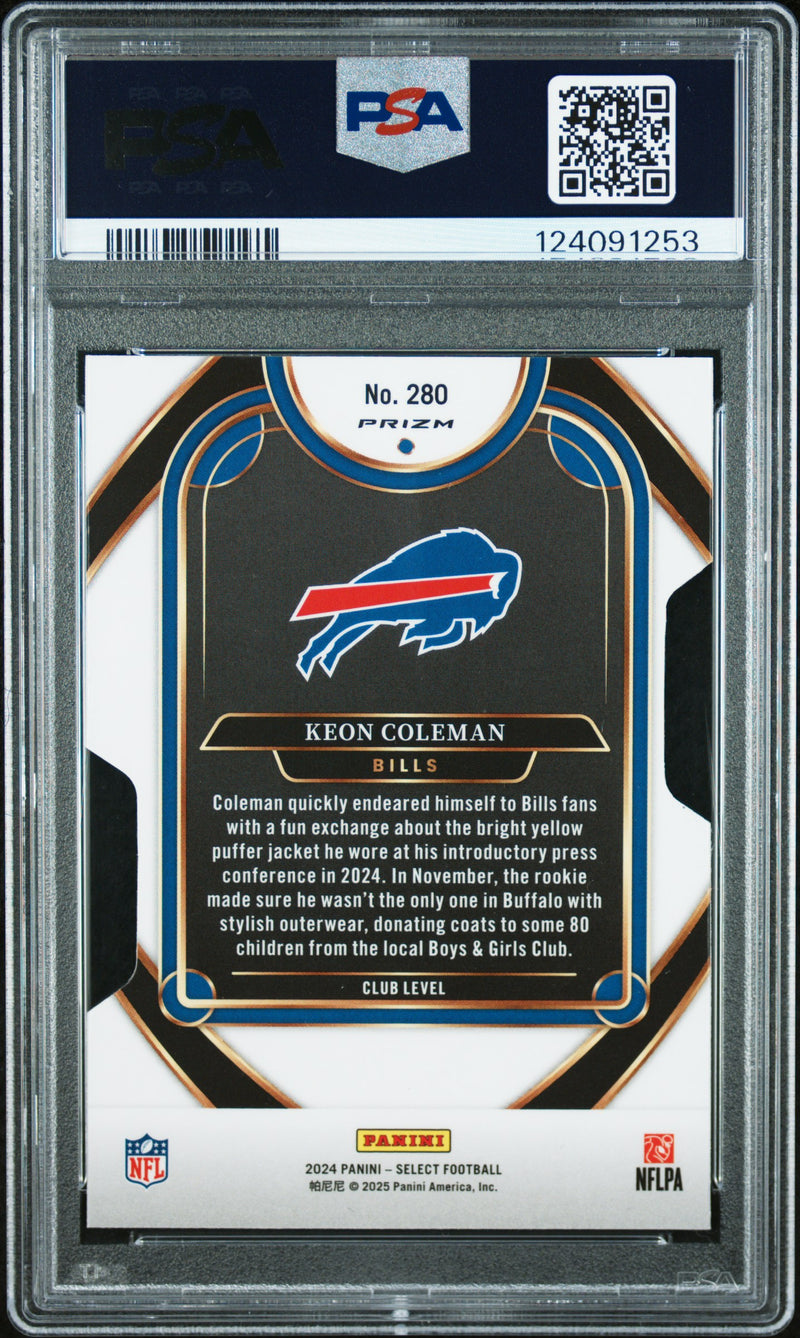 2024 Panini Select #280 Keon Coleman Die-Cut Silver Prizm PSA 9-2