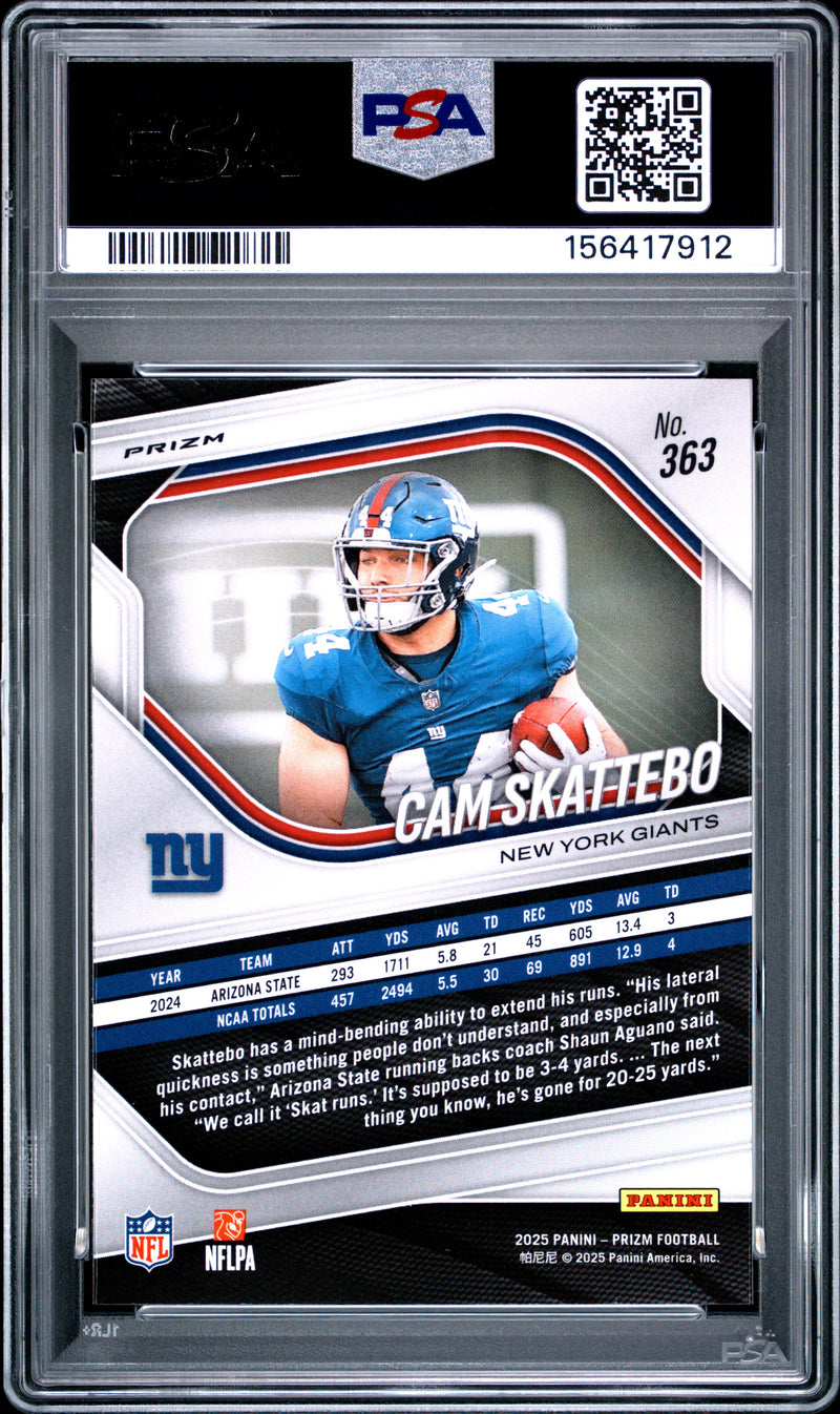 2025 Panini Prizm #363 Cam Skattebo Silver Prizm PSA 8-2