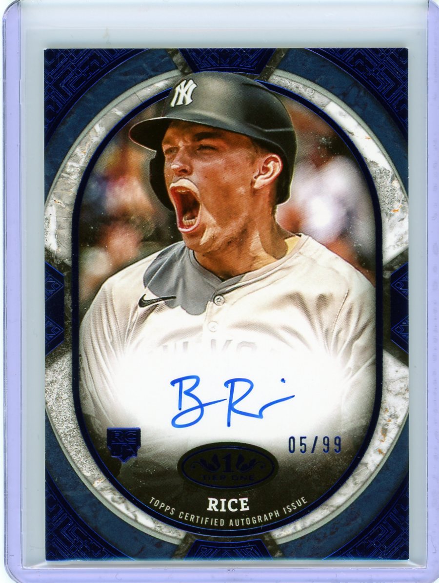 2025 Topps Tier One #TOS-BR Ben Rice Tier One Shots Autographs Blue Foil #/99