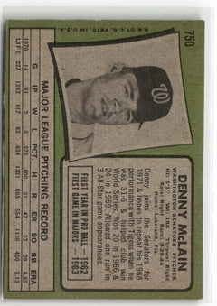 1971 Topps #750 Denny McLain (EX, Check Scans)-2