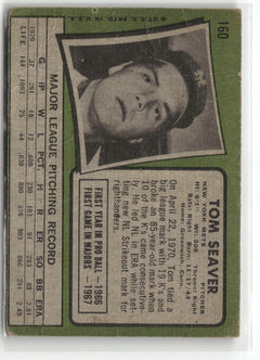 1971 Topps #160 Tom Seaver (Poor, Check Scans)-2