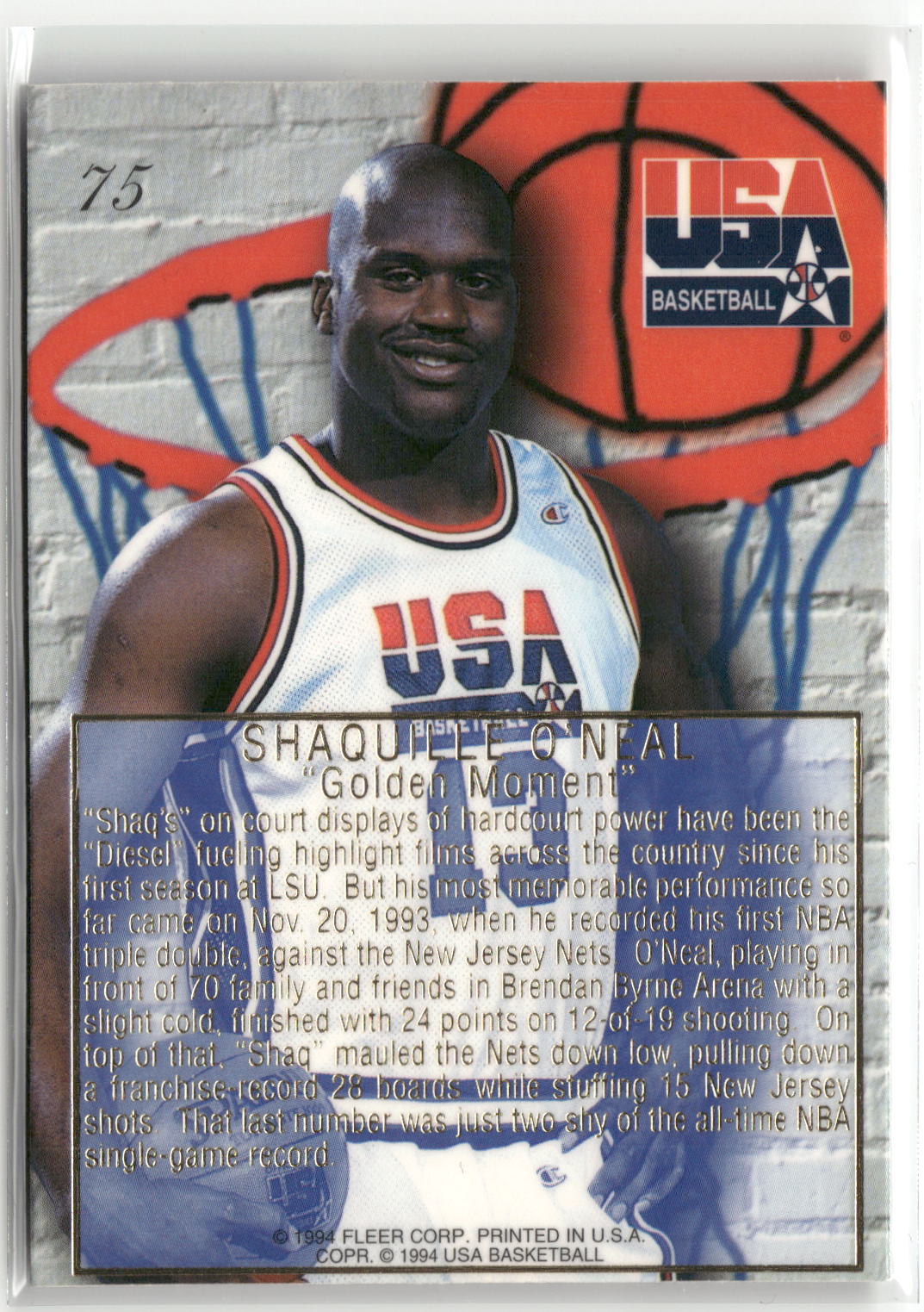 1994 Flair USA #75 Shaquille O'Neal-2