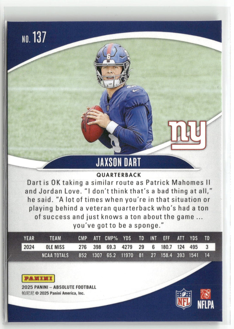 2025 Panini Absolute #137 Jaxson Dart Retail-2